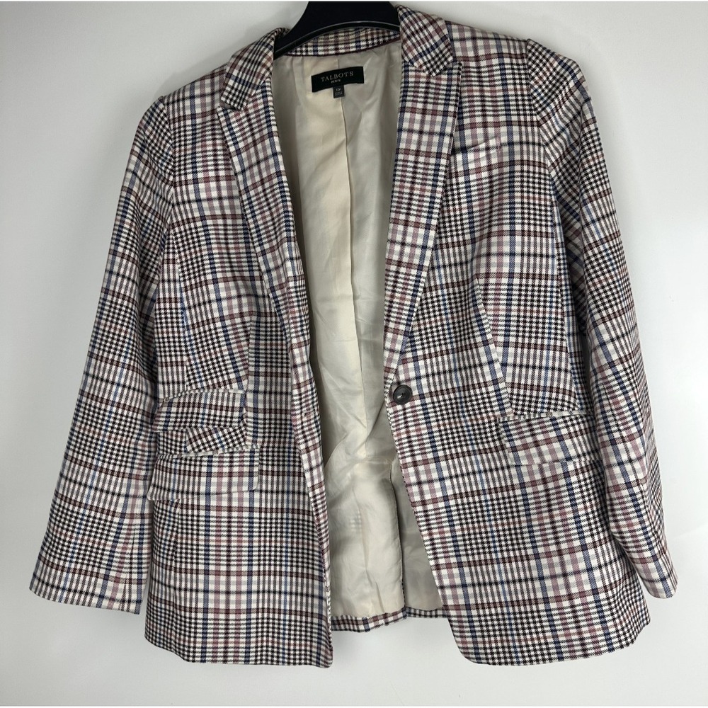 Talbots Friday Plaid Blazer Jacket Women's Size 10P 10 Petite Single Breasted - Picture 9 of 14